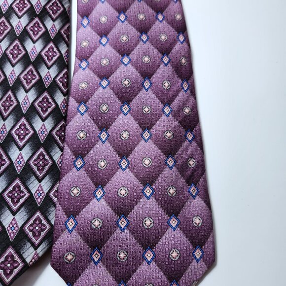 Lot of Seven Neckties Men's Purples and Reds Silk and Polyester Various Patterns - Picture 2 of 10
